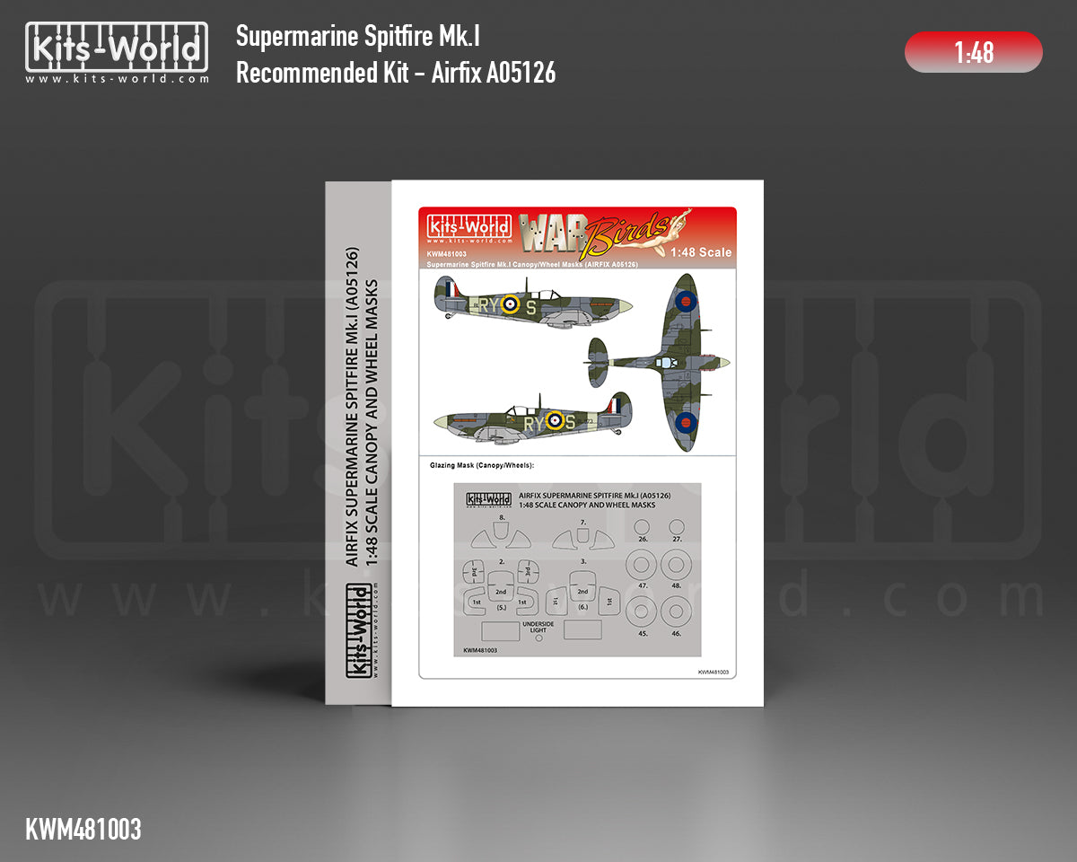 Kits-World KWM481003 Supermarine Spitfire Mk.I Mask Airfix 1/48