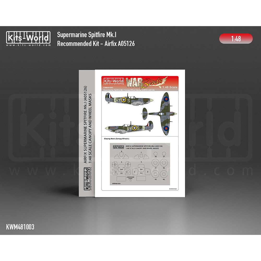 Kits-World KWM481003 Supermarine Spitfire Mk.I Mask Airfix 1/48