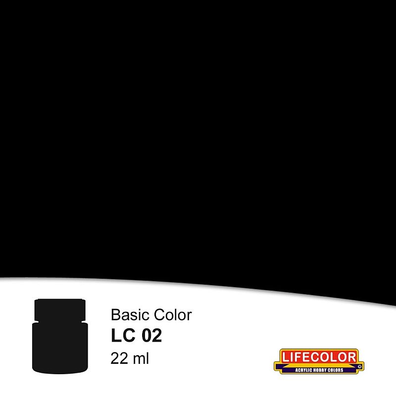 LifeColor LC02 Matt Black (22ml) FS 37038 Acrylic Paint