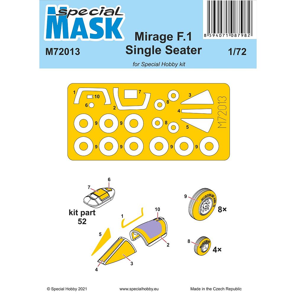 Special Hobby M72013 Mirage F.1 Single Seater Masking Set 1/72