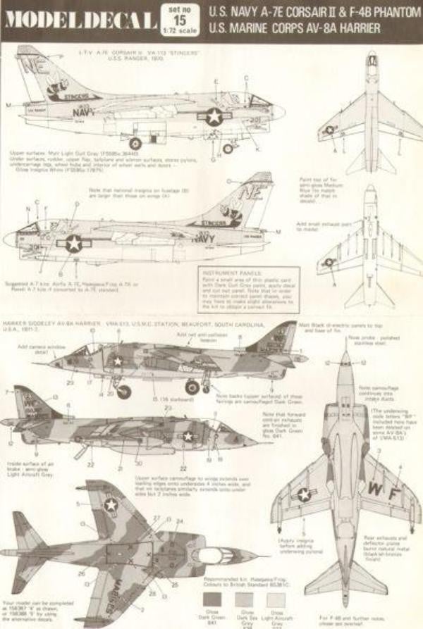Modeldecal 15 1/72 USN and USMC Model Decals - SGS Model Store