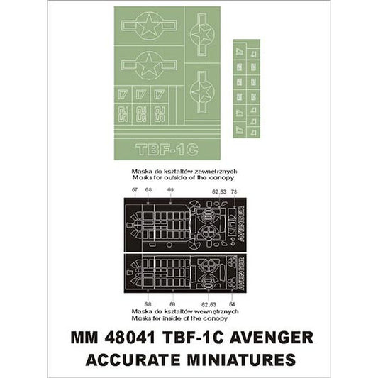 Montex MM48041 1/48 Grumman TBF-1C Avenger paint mask Acc.Miniatures
