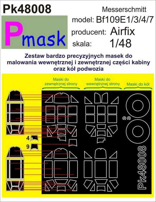 Pmask PK48008 1/48 Messerschmitt Bf-109E-1/3/4/7 Paint Mask - SGS Model Store