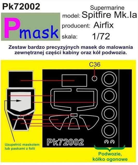 Pmask PK72002 1/72 Supermarine Spitfire Mk.Ia Paint Mask - SGS Model Store