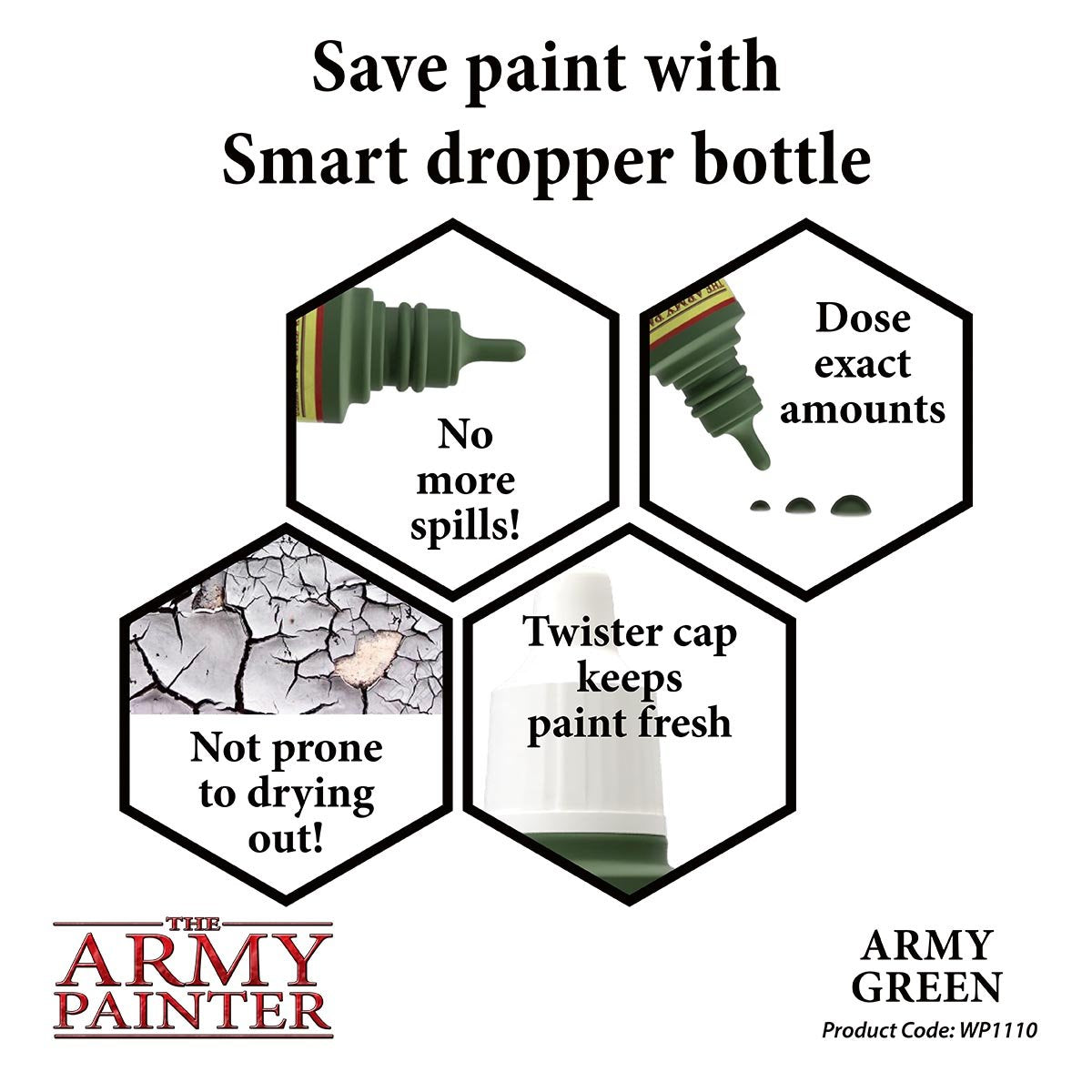 The Army Painter Warpaints WP1110 Army Green Acrylic Paint 18ml bottle