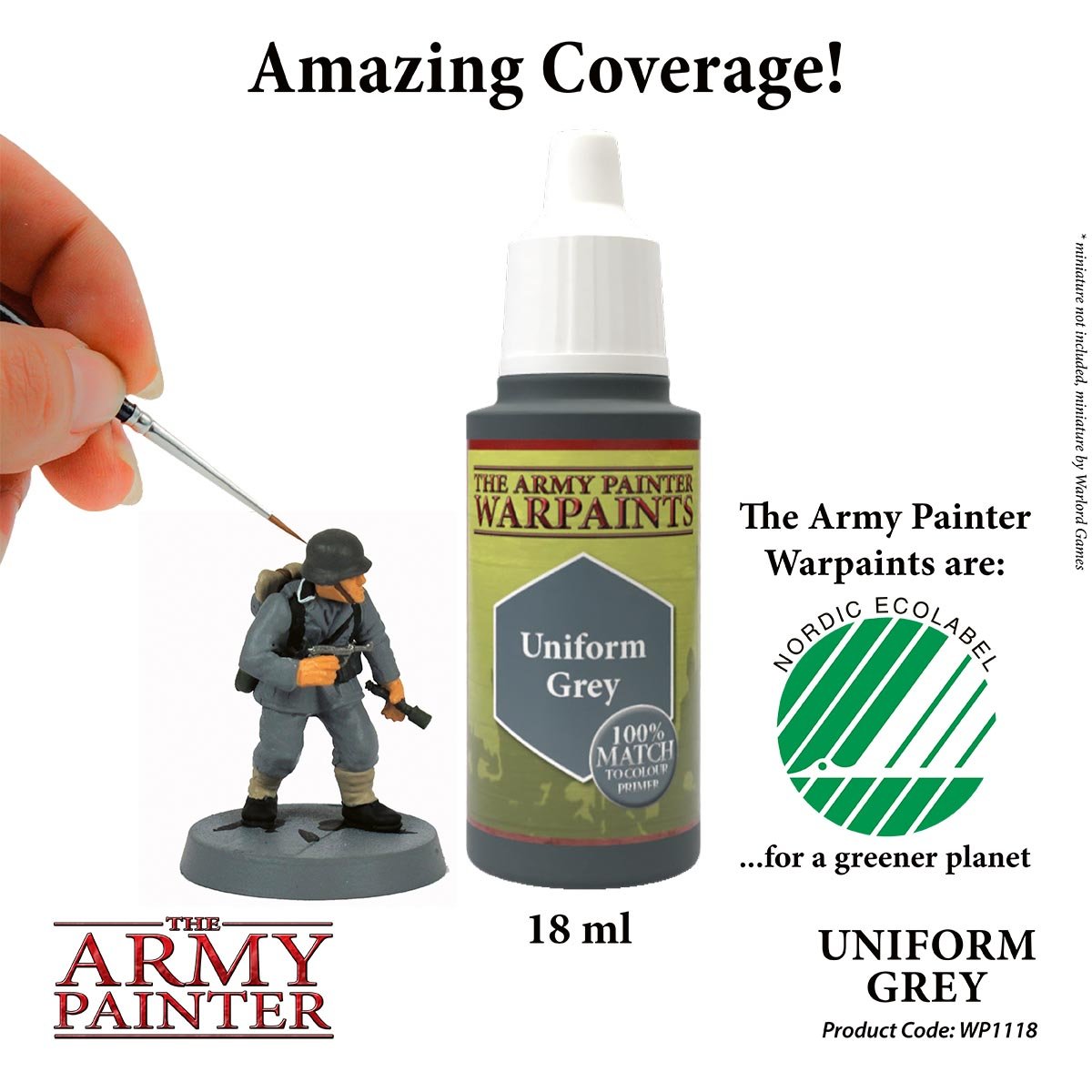 The Army Painter Warpaints WP1118 Uniform Grey Acrylic Paint 18ml bottle