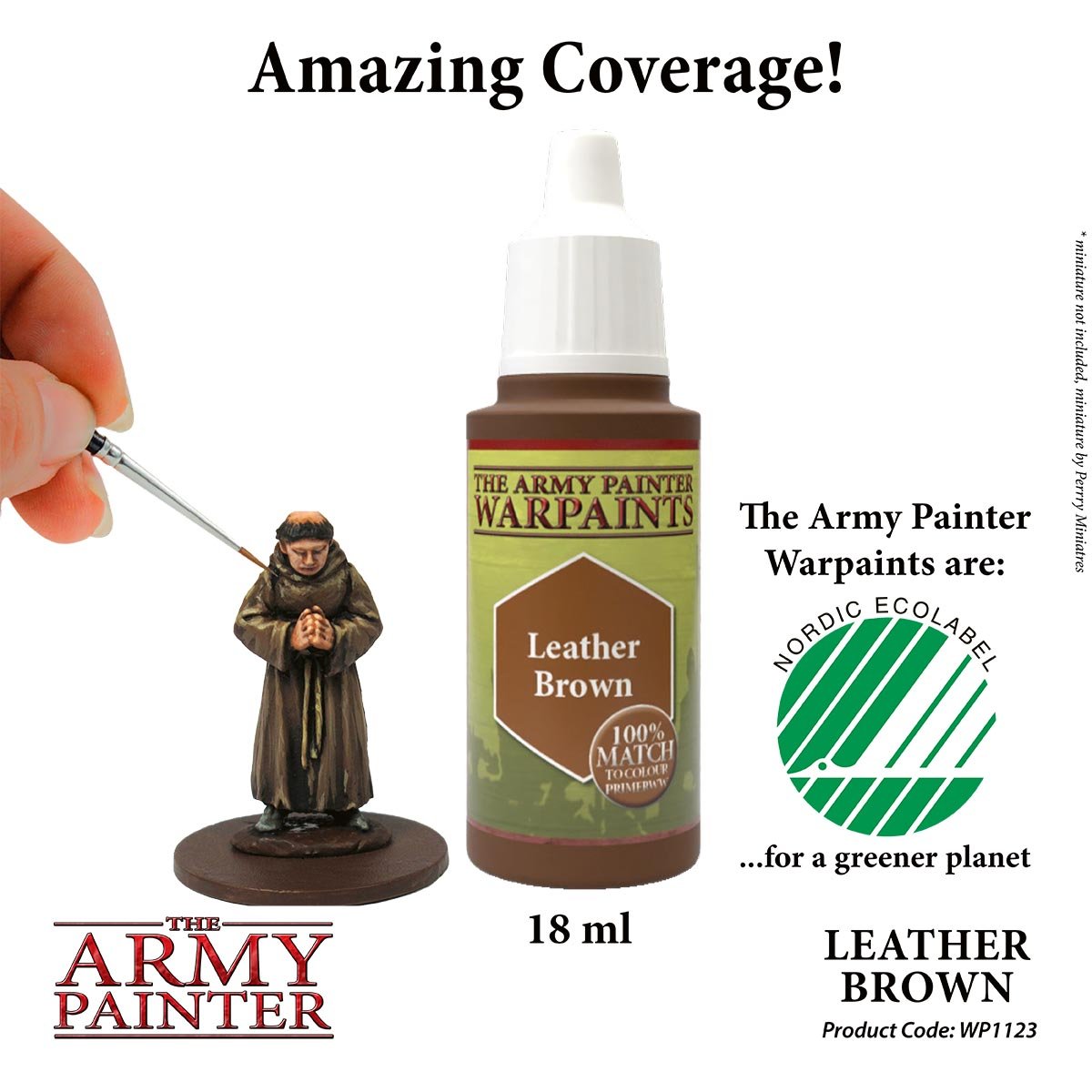 The Army Painter Warpaints WP1123 Leather Brown Acrylic Paint 18ml bottle