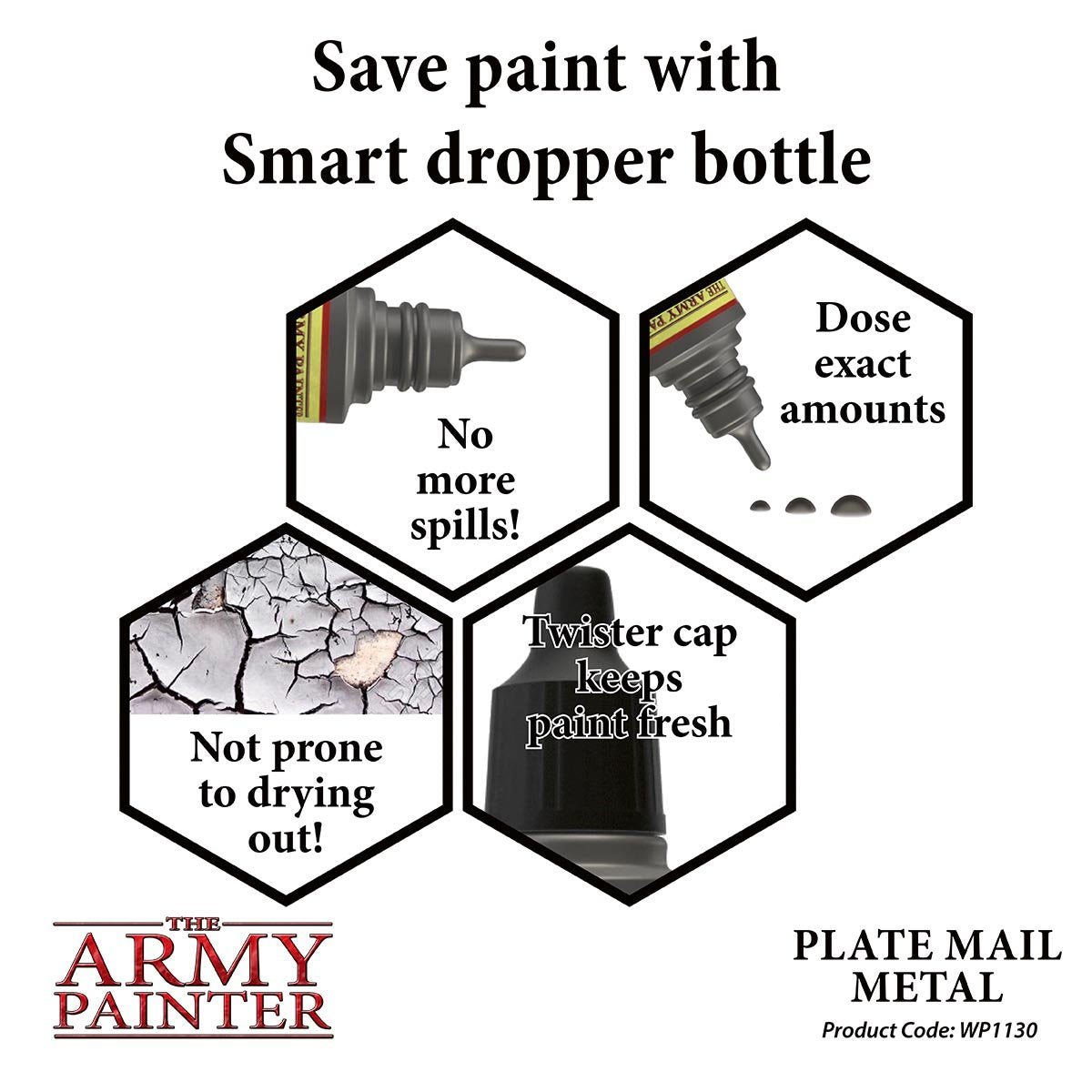 The Army Painter Warpaints WP1130 Plate Mail Metal (Metallic) Acrylic Paint 18ml bottle