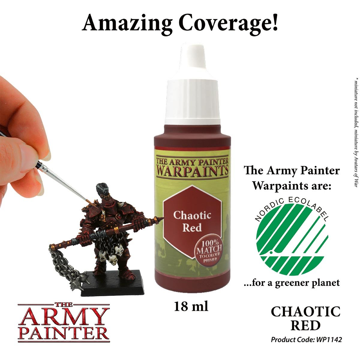 The Army Painter Warpaints WP1142 Chaotic Red Acrylic Paint 18ml bottle