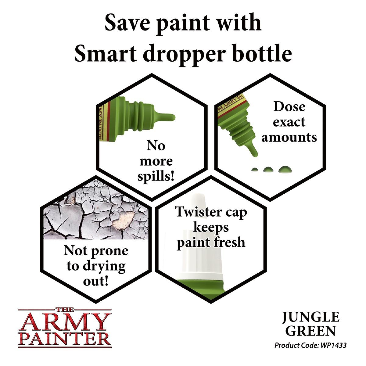 The Army Painter Warpaints WP1433 Jungle Green Acrylic Paint 18ml bottle