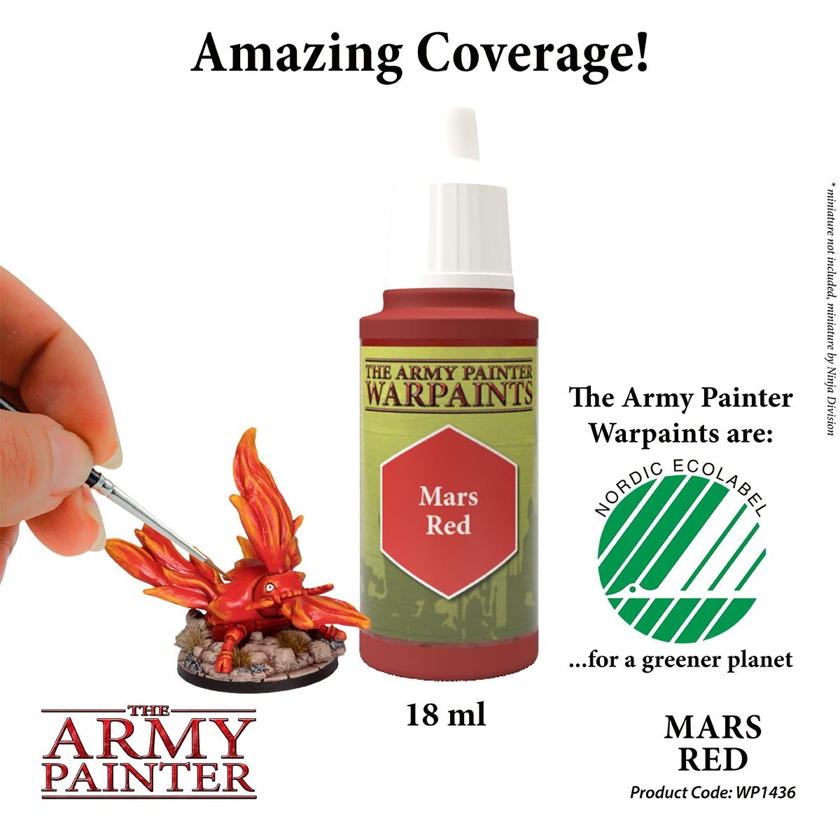 The Army Painter Warpaints WP1436 Mars Red Acrylic Paint 18ml bottle
