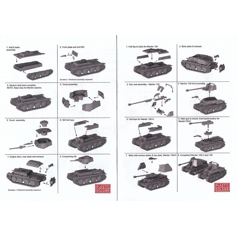 1:72 Pz.Kpfw. 38(t) and Marder Variants Sprue Plastic Soldier Company