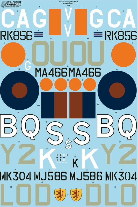 1:24 Supermarine Spitfire Mk.IX Collection Part 1 X24004 Xtradecal