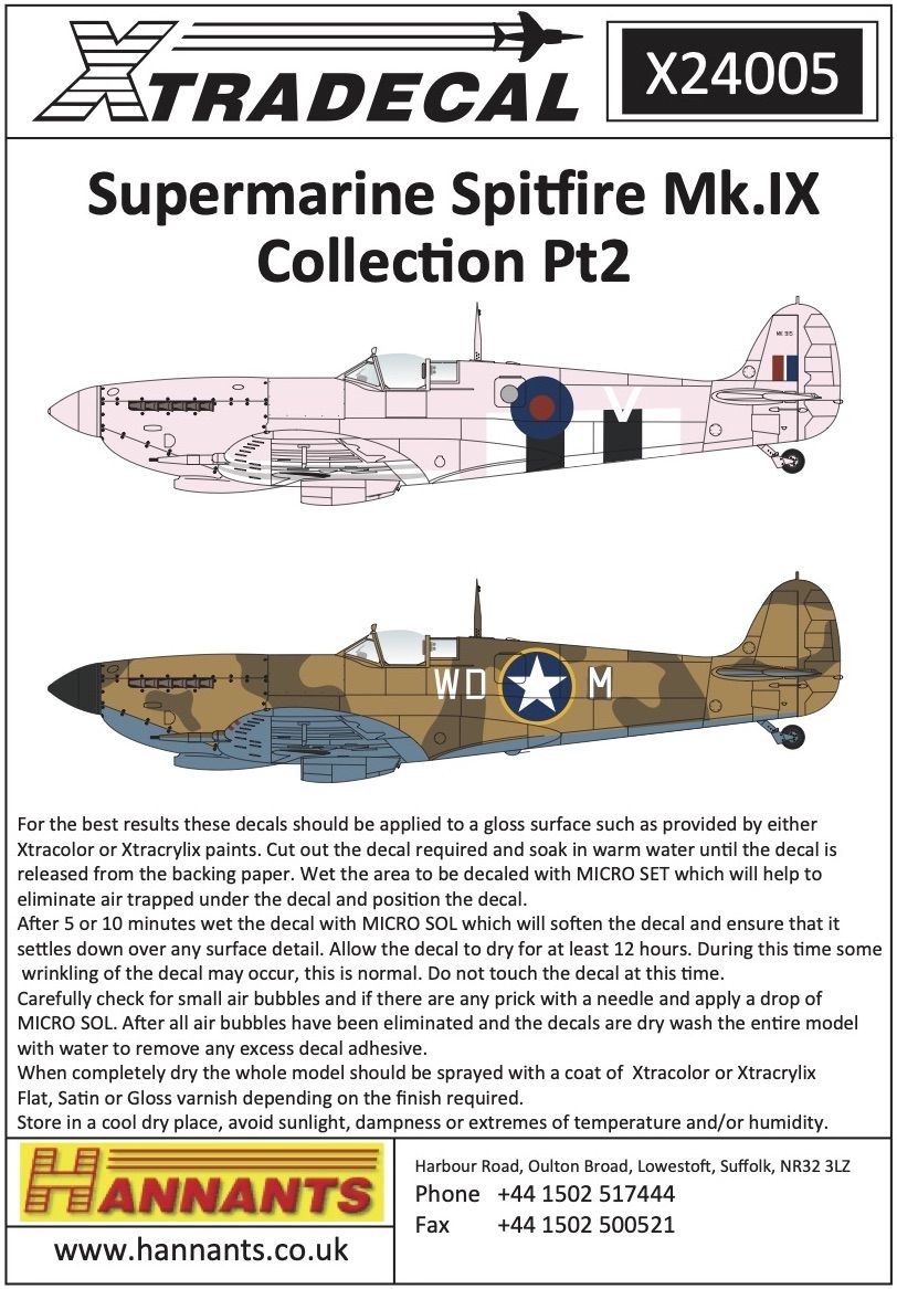 Xtradecal X24005 Supermarine Spitfire Mk.IX Collection Part 2 1/24