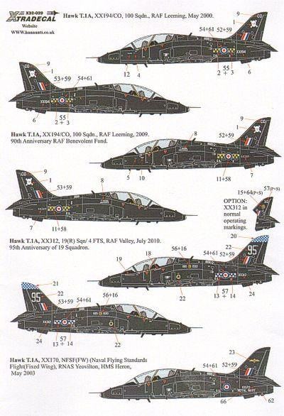 Xtradecal X32029 1/32 BAe Hawk T.1A Late overall black schemes Model Decals - SGS Model Store