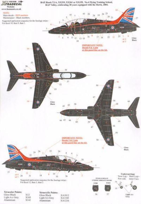 Xtradecal X32036 1/32 BAe Hawk T.1A Model Decals - SGS Model Store