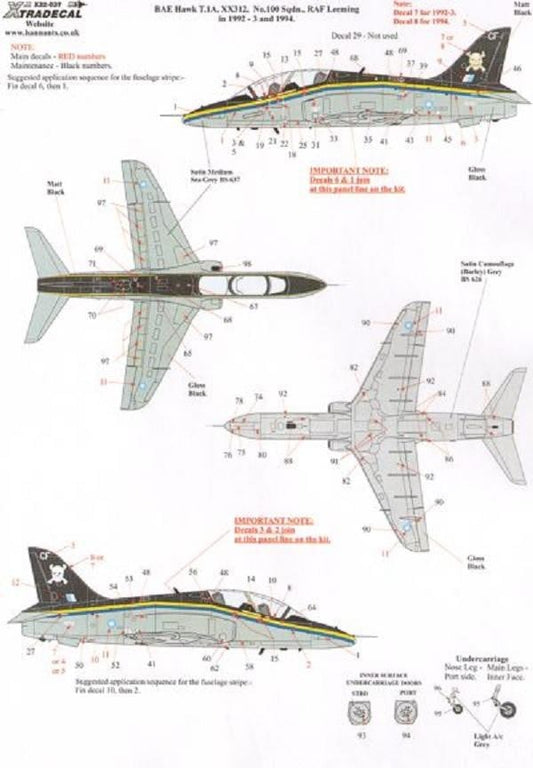 Xtradecal X32037 1/32 BAe Hawk T.1A Model Decals - SGS Model Store
