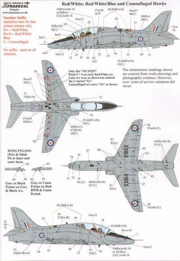 Xtradecal X32038 1/32 BAe Hawk T.1 Comprehensive Maintenance Marks Model Decals - SGS Model Store