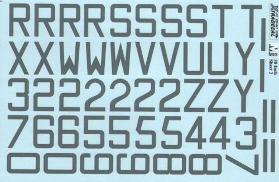 Xtradecal X32047 1/32 RAF Code Letters Numbers 30" Medium Sea Grey Model Decals - SGS Model Store