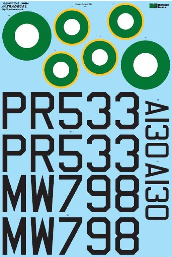 Xtradecal X32066 1/32 Hawker Tempest Mk.II Model Decals - SGS Model Store