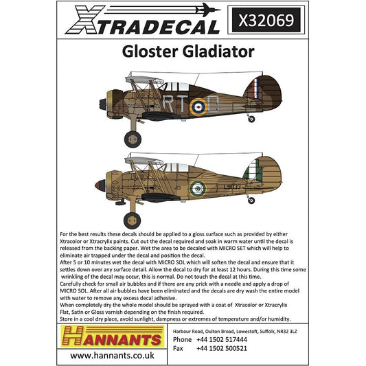 Xtradecal X32069 Gloster Gladiator Decals 1/32