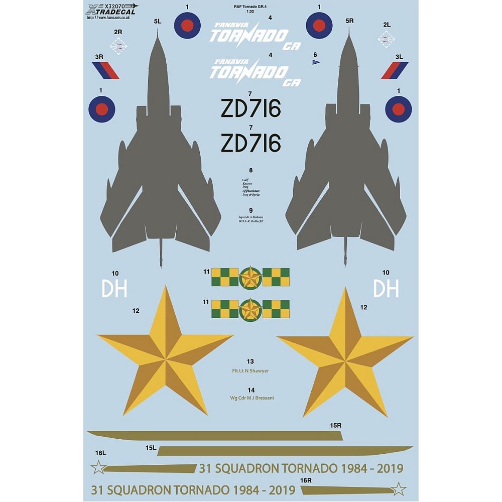 Xtradecal X32070 1/32 RAF Panavia Tornado GR.4 Decals