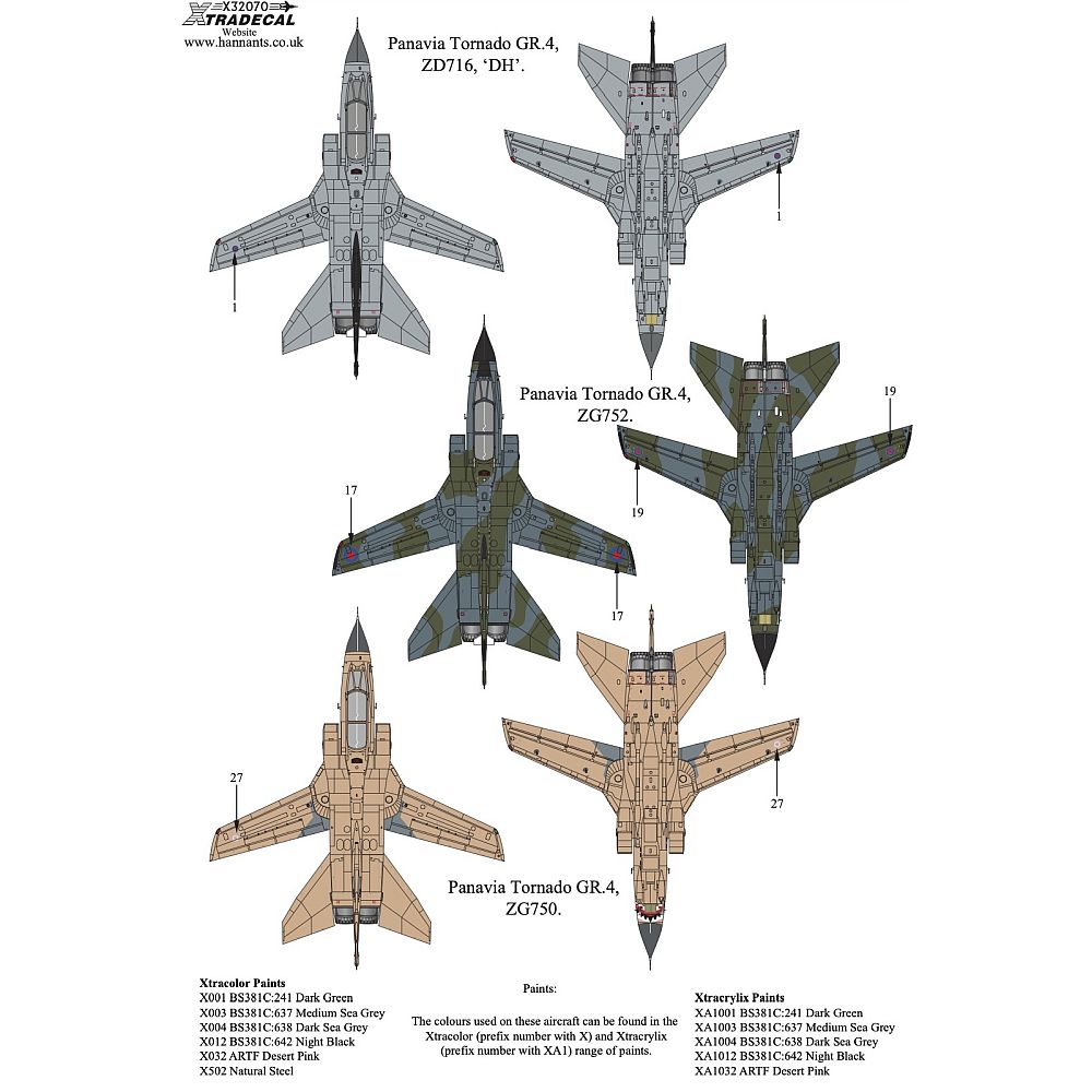 Xtradecal X32070 1/32 RAF Panavia Tornado GR.4 Decals