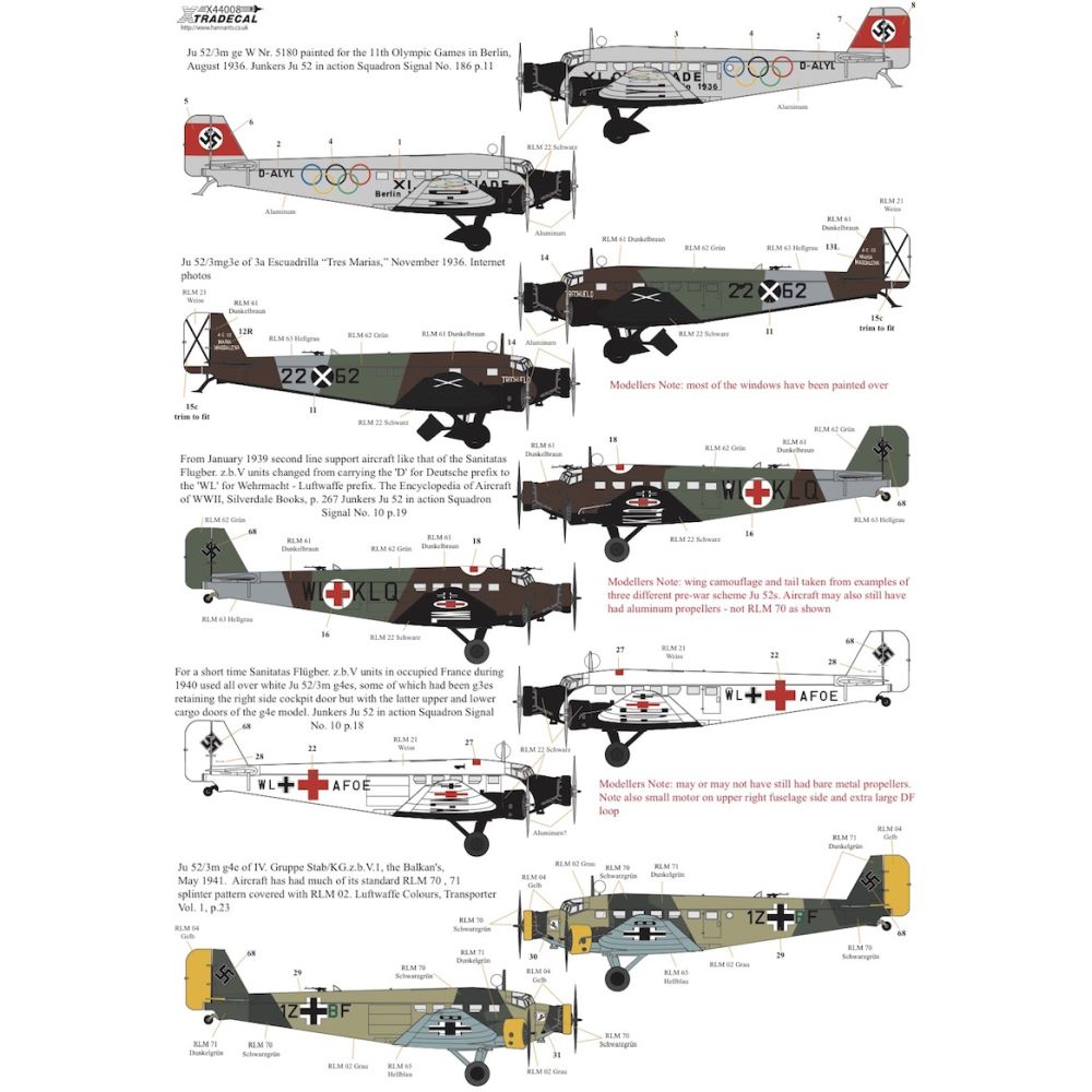 Xtradecal X44008 Junkers Ju 52/3m Decals 1/144