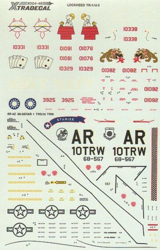 Xtradecal X48004 1/48 Lockheed TR-1A/B and U-2R Model Decals - SGS Model Store