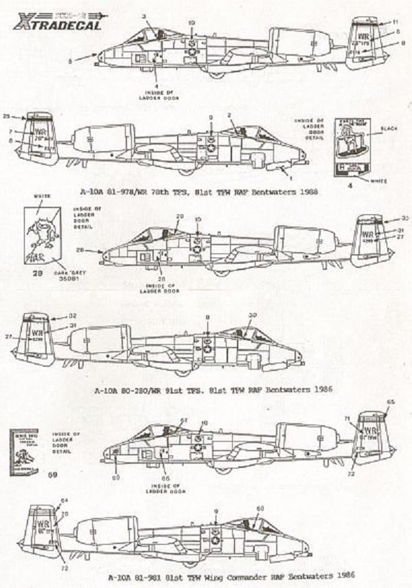 Xtradecal X48006 1/48 USAFE Part 2 EF-111A, F-111F, A-10A Model Decals - SGS Model Store