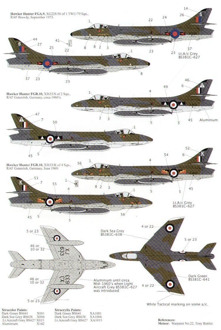 Xtradecal X48034 1/48 Hawker Hunter FGA.9/FR.10 Model Decals - SGS Model Store