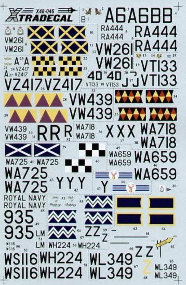 Xtradecal X48046 1/48 Gloster Meteor F.4 and Gloster Meteor T.7 Model Decals - SGS Model Store