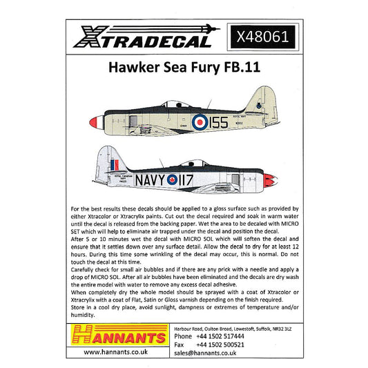 Xtradecal X48061 Hawker Sea Fury FB.11 FAA Australia Canada 1/48
