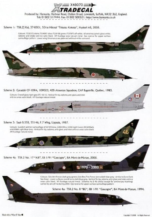 Xtradecal X48070 1/48 BAC TSR-2 What If Pt 3 Model Decals - SGS Model Store