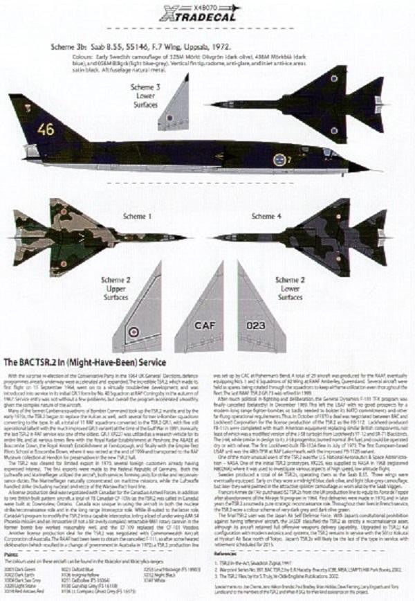 Xtradecal X48070 1/48 BAC TSR-2 What If Pt 3 Model Decals - SGS Model Store