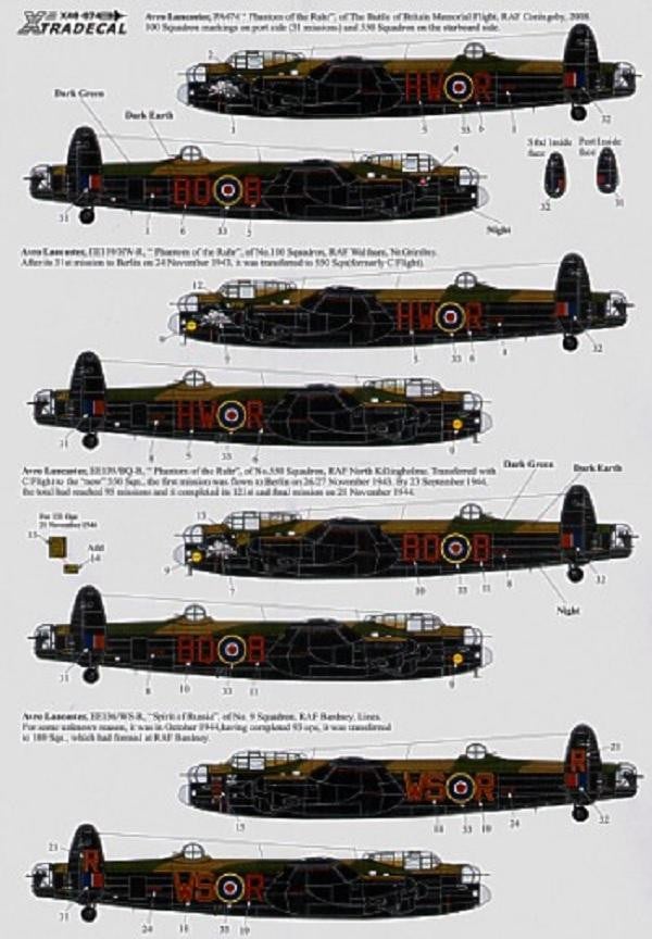 Xtradecal X48074 1/48 Lancaster Mk.I/III Ton-Up Avro Lancasters Model Decals - SGS Model Store