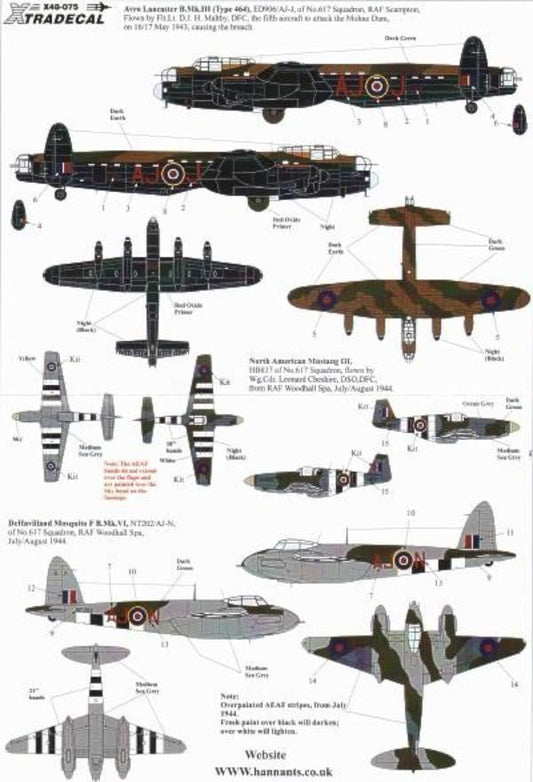 Xtradecal X48075 1/48 617 (Dambusters) Squadron 1943-2008 Model Decals - SGS Model Store