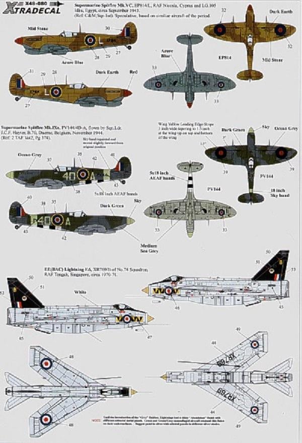 Xtradecal X48080 1/48 RAF 74(Tiger) Squadron 1916-1992 Model Decals - SGS Model Store