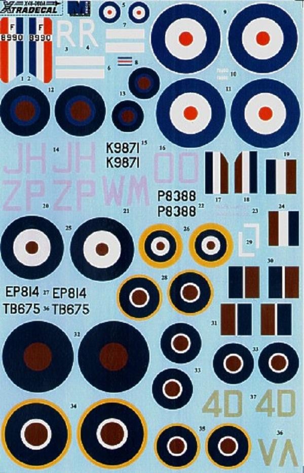 Xtradecal X48080 1/48 RAF 74(Tiger) Squadron 1916-1992 Model Decals - SGS Model Store