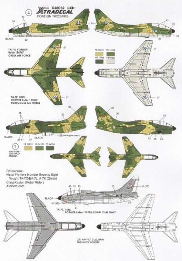 Xtradecal X48082 1/48 Vought A-7K Corsair Twosair Model Decals - SGS Model Store