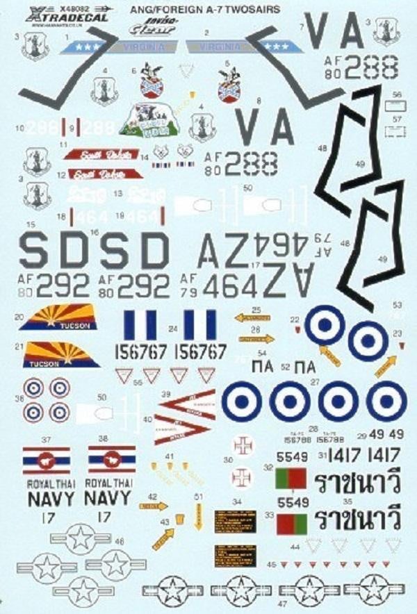 Xtradecal X48082 1/48 Vought A-7K Corsair Twosair Model Decals - SGS Model Store