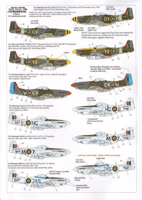Xtradecal X48092 1/48 P-51D Mustang Mk.IV in RAF, RCAF & RAAF service - SGS Model Store