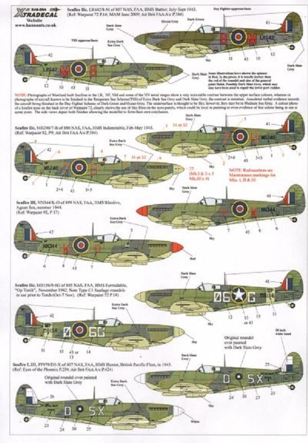 Xtradecal X48094 1/48 Supermarine Seafire Model Decals - SGS Model Store