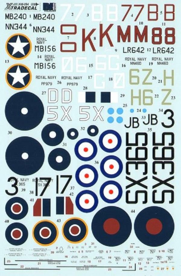 Xtradecal X48094 1/48 Supermarine Seafire Model Decals - SGS Model Store