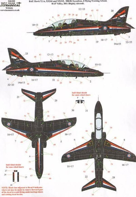 Xtradecal X48095 1/48 BAe Hawk T.1A Model Decals - SGS Model Store
