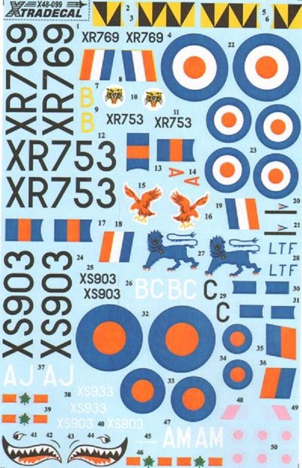 Xtradecal X48099 1/48 BAe/EE Lightning F.3A and F.6 Model Decals - SGS Model Store