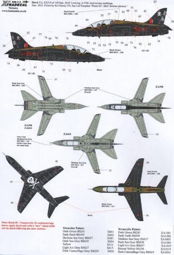 Xtradecal X48113 1/48 RAF Anniversary Update 2011/12 Pt 1 Model Decals - SGS Model Store