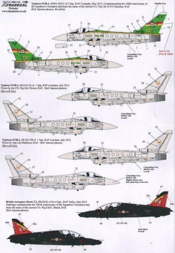 Xtradecal X48114 1/48 RAF Anniversary Update 2011/12 Pt 2 Model Decals - SGS Model Store