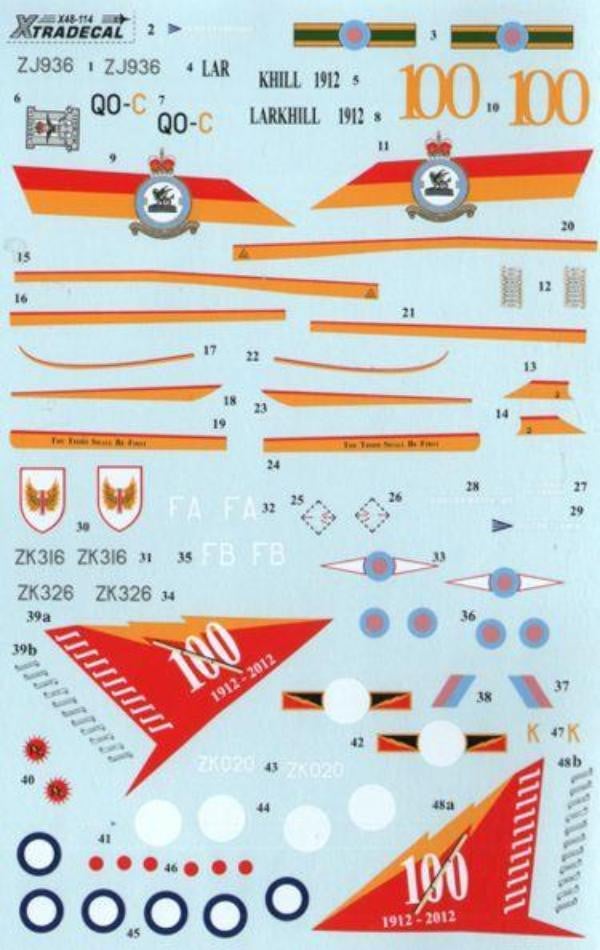 Xtradecal X48114 1/48 RAF Anniversary Update 2011/12 Pt 2 Model Decals - SGS Model Store