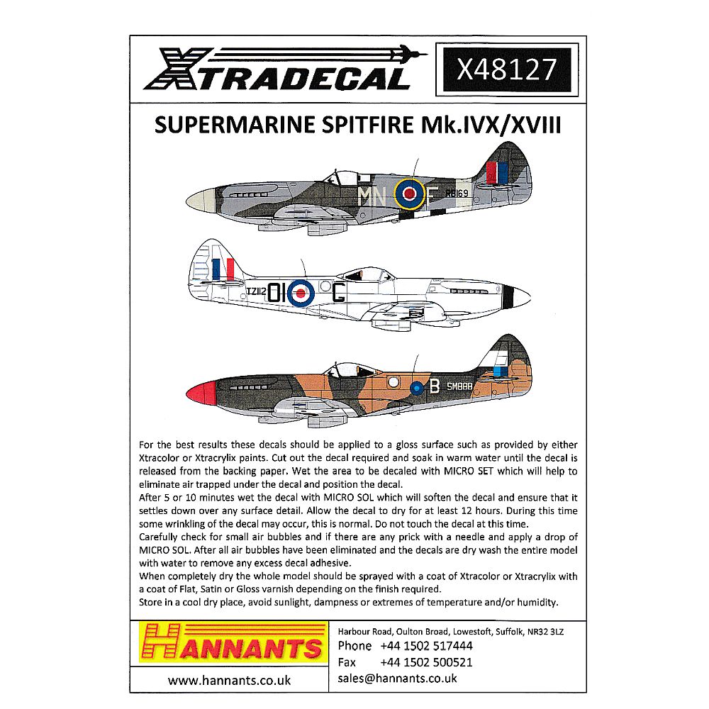 Xtradecal X48127 Supermarine Spitfire Mk.XIVe/ Mk.XVIII 1/48